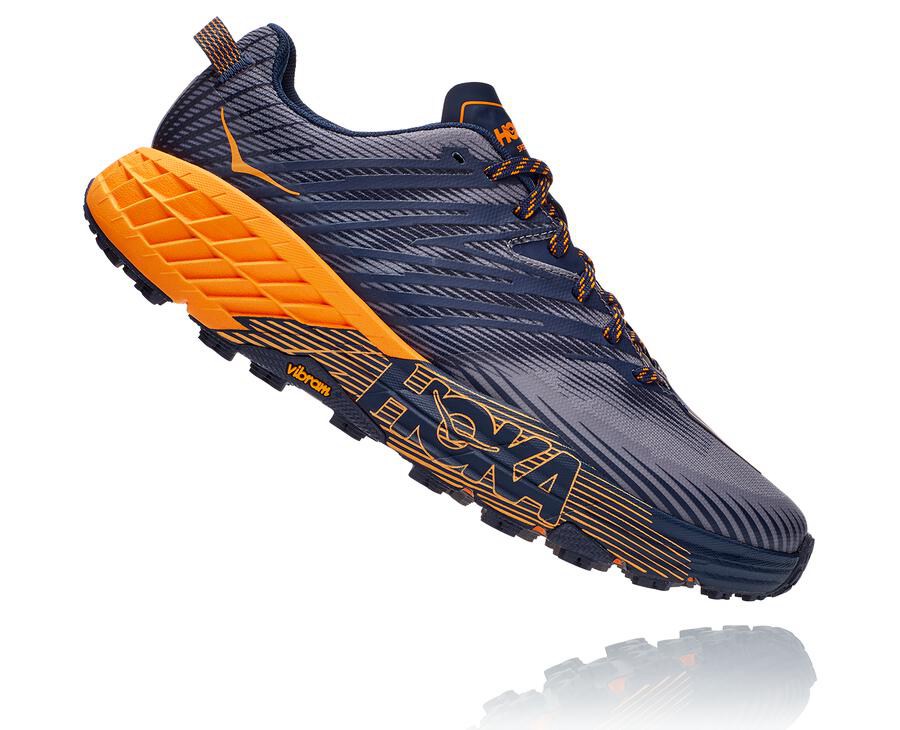 Tenis Trail Hoka One One Masculino Azuis/Laranja - Speedgoat 4 - 984-WCBERZ